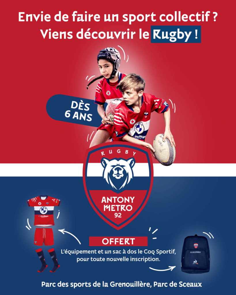Ecole de rugby inscription Antony Metro 92